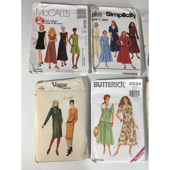 Sewing Patterns Mixed 6 Lot Women's Dresses Size 6,8, 10,12,14,16 VTG Uncut A13 - Picture 2 of 5